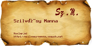 Szilvásy Manna névjegykártya